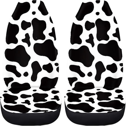 Cow Printed Car Seat Cover for Women Men, Front Bucket Covers Protector for SUV Truck Van Sedans, Black and White Breathable Car Accessories Automotive Vehicle Seat Covers