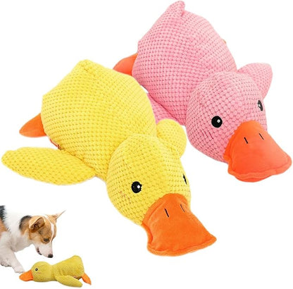 2024 New Quack-Quack Duck Dog Toy, Durable The Mellow Dog Calming Duck Dog Toy, Yellow Stuffed Dog Cat Pet Squeak Chew Toys for Dogs Indoor Puppy (AC)