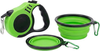 PETIMP Retractable Dog Leash Lightweight 16FT Leash, with Folding Bowl,Dispenser,Waste Bags, for Small Medium Dogs(Green)