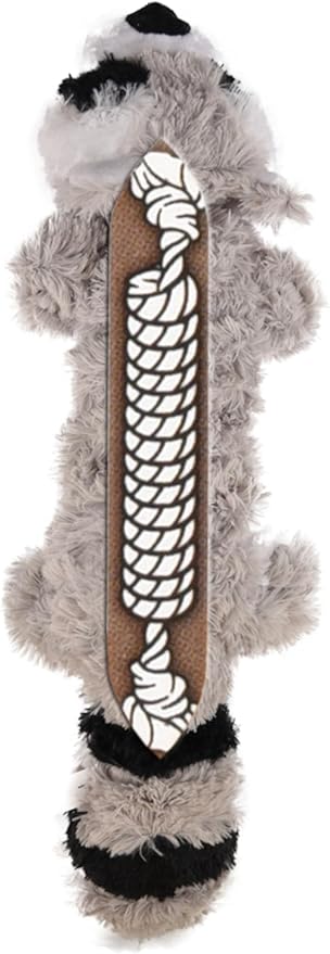 KONG Scrunch Knots 2 Pack Dog Toy – Stuffing-Free Plush with Internal Knotted Ropes & Squeaker – Durable Tug & Chew Toy (Raccoon, Medium/Large)