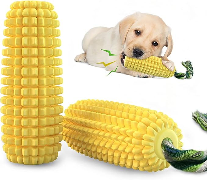 Dog Chew Toys, Dog Toys for Aggressive Chewers Small Medium Large Breed, Interactive Corn Toys Puppy Toothbrush, Tough Teething Toy for Small Medium Large Breed (Yellow)