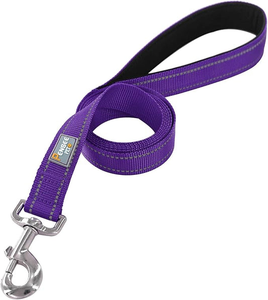 Dog Leash 6 FT Padded Handle Nylon Reflective Dogs Leashes for Medium Dogs Purple