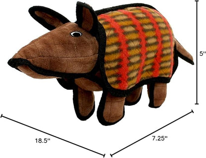 TUFFY - World's Tuffest Soft Dog Toy - Desert - Multiple Layers. Made Durable, Strong & Tough. Interactive Play (Tug, Toss & Fetch). Machine Washable & Floats (Armadillo, Large 2 Pack)