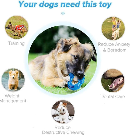 Dog Chew Ring Toy, Though, Durable and Non Toxic Blue Rubber Dog Toys, Interactive Dental Teething Toy for Large Dogs, Aggressive Chewers Large Breed, Fun to Chew, (Blue), 1 Count (Pack of 1)