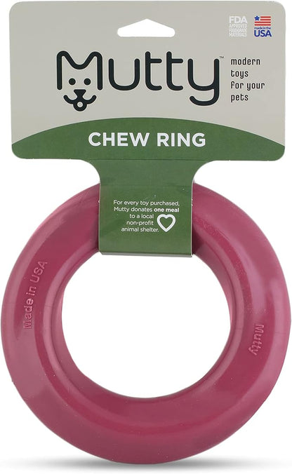 Mutty Dog Chew Ring - Made in USA Dog Toys for Chewers - One Meal Donated to Shelters per Toy - Durable Rubber Puppy and Adult Dog Toy - Non-Toxic 100% Food Grade Materials