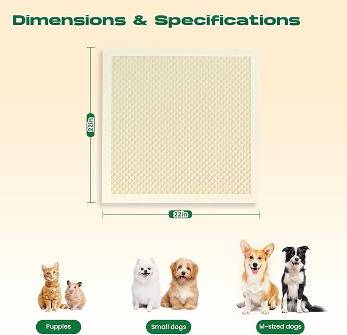 Puppy Pads 336 Count Small 22x22in Bamboo Training Pads Deodorizing Leakproof Quick Drying Dog Pee Pads Super Absorbent Disposable Pee Pads for Dogs Puppies, Doggie, Cats, Rabbits