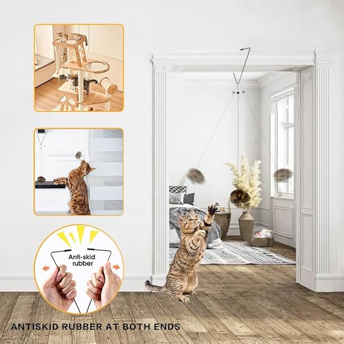 Cat Toys for Indoor Cats,Interactive Door Hanging Cat Toys Attached with Catnip/Feathers/Birds/Worm Toys for Cats/Kitten Toys(3 Pack)