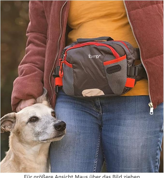 iEnergy™ PAT Waist Belt for Dog Owners - Durable Fanny Pack for Hands-Free Dog Walking, Training and Hiking with Treat Pouch - Pink