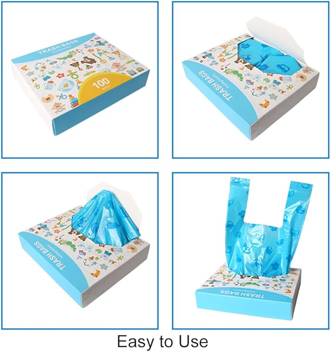 Odor Sealing Cat Litter Poop Clump Pick-Up Bags with Handles Scoop Tie Bags Dog Waste Bag, Leak Proof Pet Disposal, Unscented, 100 bags