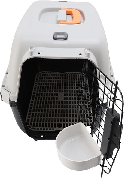 Plastic Pet Carrier Easy to Assemble Ample Space Excellent Ventilation Portable Dog Carrier for Outdoor Travel Durable Lightweight Plastic Pet Transport Box for Small Medium Dogs (Black)
