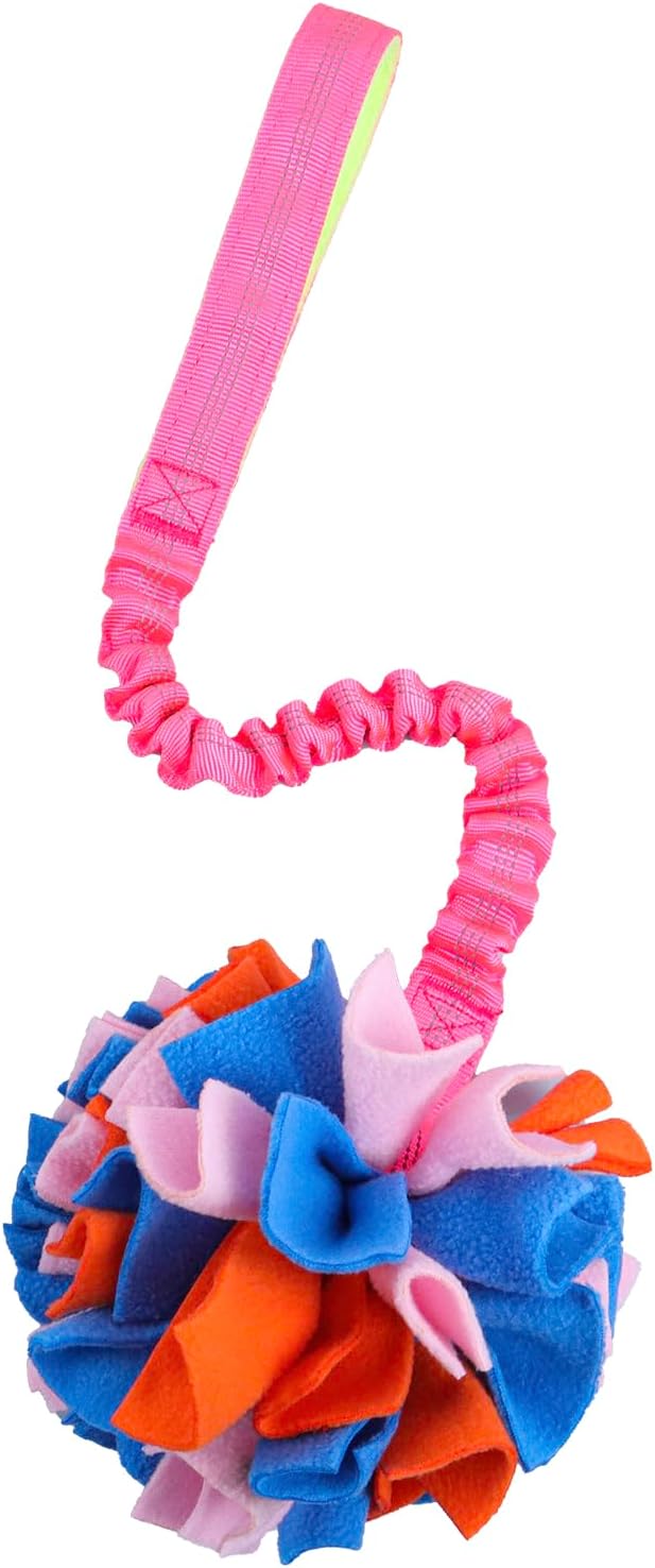 Snuffle Ball with Bungee Tug, Tug of War Rope Toys for Small Medium Dogs, Interactive Dog Toys Puppy Training Pull Toy for Exercise & Interactive Play Games (Pink)