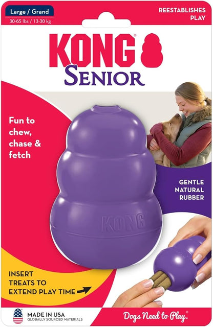 KONG Senior - Dog Toy with Gentle, Natural Rubber - Durable Dog Toy for Older Dogs - Use Treats with Stuffable Chew Toy - Treat Toy for Chewing & Fetching - for Large Dogs