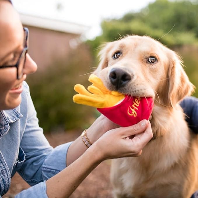 P.L.A.Y. Cute Plush Dog Toys - Fast Food Themed Durable Squeaker Chew Toy, Great for Puppies & Small, Medium, Large Dogs - Machine Washable, Recycled Materials (American Classic French Fries, X-Small)