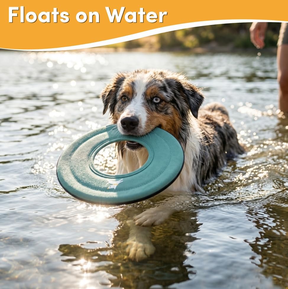 OllyDog Super Flyer Dog Flying Disc – Floating Fetch Toy for Water Play, Soft Eco-Friendly Recycled Fabric, Gentle on Teeth, 11" for Medium & Large Dogs (Surf, 11") - Image 2