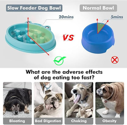 Slow Feeder Dog Bowl,Anti Gulping Healthy Eating Interactive Bloat Stop Fun Alternative Dog Slow Food Feeding Pet Bowl,