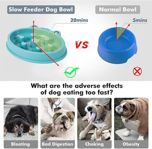 Slow Feeder Dog Bowl,Anti Gulping Healthy Eating Interactive Bloat Stop Fun Alternative Dog Slow Food Feeding Pet Bowl,