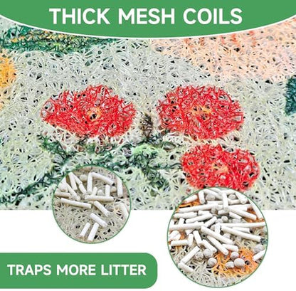 Cat Litter Mat, 35" x 23" Litter Box mat, Upgrade Non-Slip Kitty Litter mat, Traps 100% Litter, Soft on Kitty Paws, Easy Clean for Scatter Control, Bohe cat Food mat, Urine Waterproof - Image 2