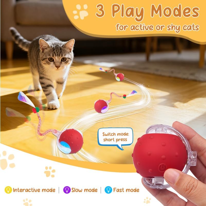 Interactive Cat Ball Toy, Motion Activated Electric Rechargeable Cat Toy - Image 4