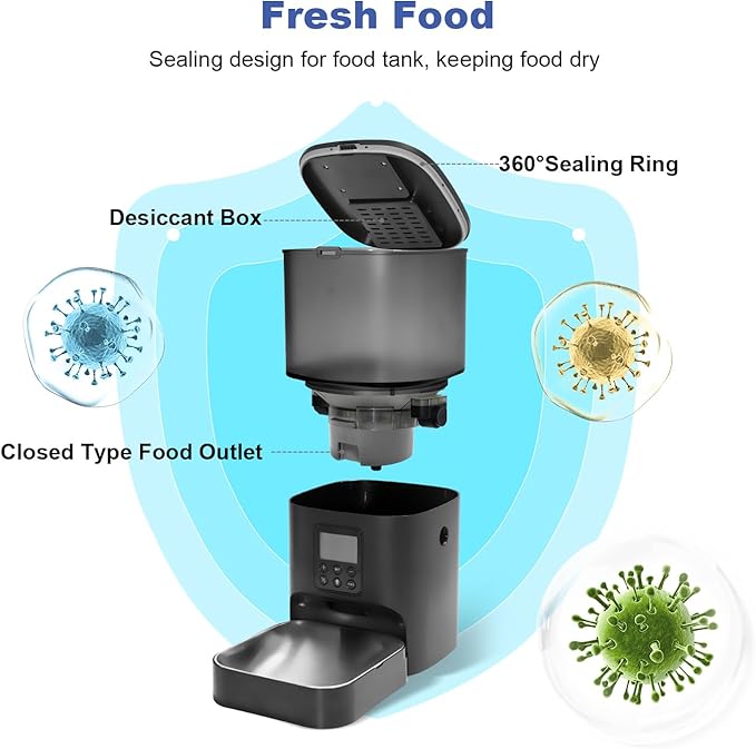 ANDOLL HOME Automatic Cat Feeder, Cat Food Dispenser with 10s Voice Recorder, Pet Feeder up to 8 Meals per Day, Timed Feeder with Dry Food Sealed Ring