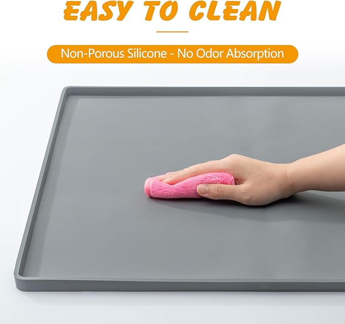 Silicone Dog Pee Pad Holder for Standard 27x27 in Pads, Non-Slip Leak-Proof Puppy Pad Tray, Portable Puppy Training Mat with Raised Edges for Floor Protection, Easy to Clean