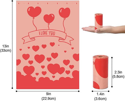 Dog Poop Bags Rolls, Rose Scent Biodegradable Red, Large 9x13 Inch With Dispenser, Leakproof & Easy Tear 240 Count (16 Rolls) for Outdoor Dog Walking