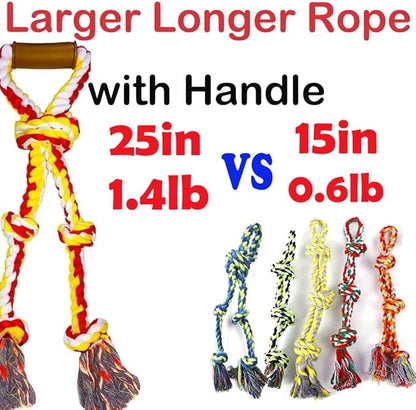 Extra Large Dog Rope Toys for Aggressive Chewers - Tug of War, Interactive, Heavy Duty, Outdoor, Medium to Large Breed Dog Chew Rope with Handle
