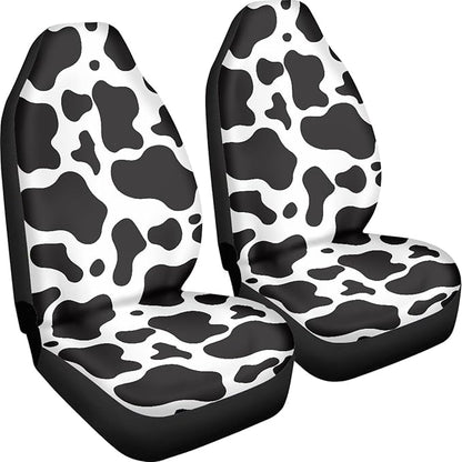 Cow Printed Car Seat Cover for Women Men, Front Bucket Covers Protector for SUV Truck Van Sedans, Black and White Breathable Car Accessories Automotive Vehicle Seat Covers
