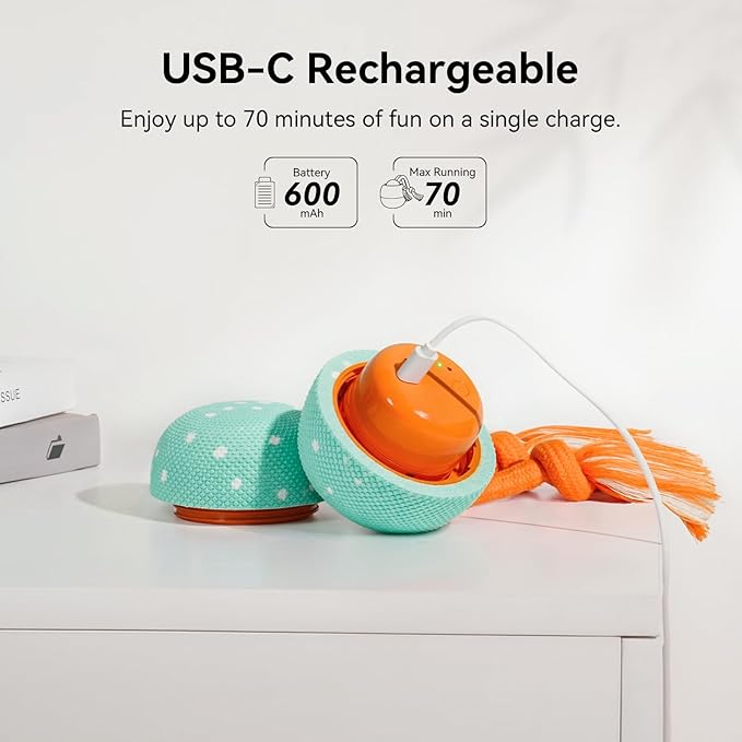 Smart Interactive Dog Toy, Wicked Ball Rolly, Automatic Moving, Bouncing, Rotating, E-TPU Material, Active Rolling Interactive Dog Ball for Medium and Large Dogs