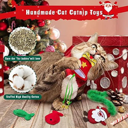 Cat Christmas Stocking, 10 Pack Christmas Cat Toys for Indoor Cats, Includes Catnip Toys, Balls and Feather Toys, Great Value - Image 3