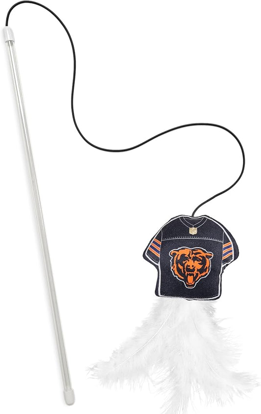 NFL Chicago Bears Team Jersey Wand with CAT NIP, Cat Toy Jersey Shaped Plush Teaser Toy for Cats & Kittens - Interactive Pet Toy for Play & Exercise