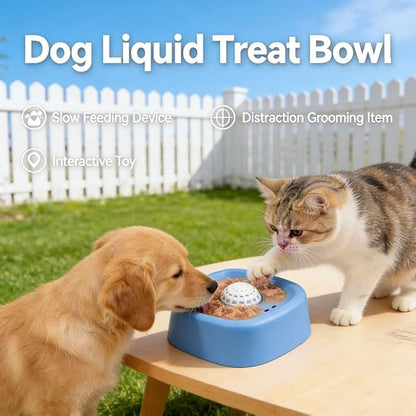 Lick and Roll Slow Feeder Bowl for Dogs, Food-Grade Rubber, Interactive Treat Feeding, Anti-Slip, Built-in Ball Roller, for Small, Medium and Large Breeds (2Pcs-Black)