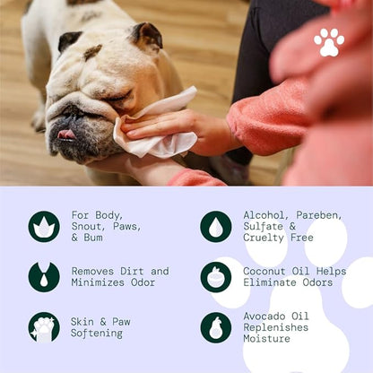 ALŌH Hypoallergenic | All-Natural | Multi-Purpose Pet Wipes. Lavender + Wild Mint 50ct Wipes