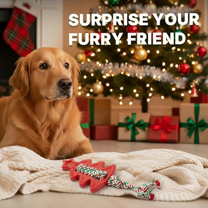 Festive Star-Shaped Dog Chew Toy with Durable Rope - Indestructible Dog Toy for Aggressive Chewers, Interactive Holiday Pet Gift
