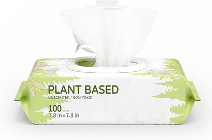 100 Unscented Pet Wipes for Paws & Butt Plant Based Hypoallergenic Pets Cleansing & Deodorizing Anal Gland Hygienic Puppy Wipes for Dogs Face & Body Cat Wipes Cleaning Fur Doggie Wipes