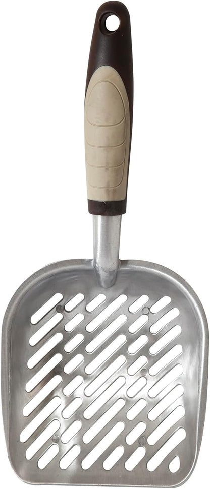 Petmate Metal Cat/Kitty Litter Scoop, Deep Shovel, Premium Non-Stick Large Scooper with Non-Slip Handle & Curved Design for Maximum Coverage
