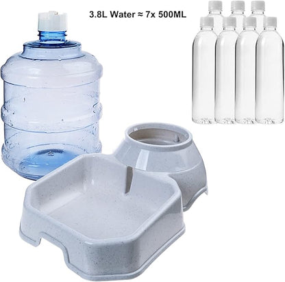Pet Water Dispenser Station - 1 Gal Replenish Pet Waterer for Dog Cat Animal Automatic Gravity Water Drinking Fountain Bottle Bowl Dish Stand