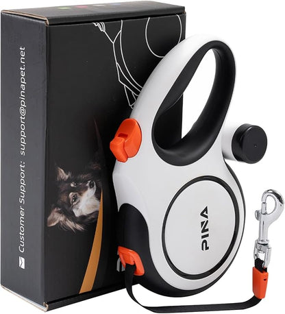 PINA Upgraded Retractable Dog Leash, 26 ft Dog Leash for Small Medium Large Dogs Up to 110lbs, Heavy Duty Reflective Nylon Tape 360° Tangle-Free, with Anti-Slip Handle, One-Handed Brake, Pause, Lock