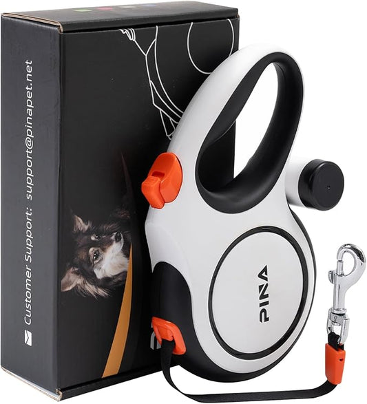 PINA Upgraded Retractable Dog Leash, 26 ft Dog Leash for Small Medium Large Dogs Up to 110lbs, Heavy Duty Reflective Nylon Tape 360° Tangle-Free, with Anti-Slip Handle, One-Handed Brake, Pause, Lock