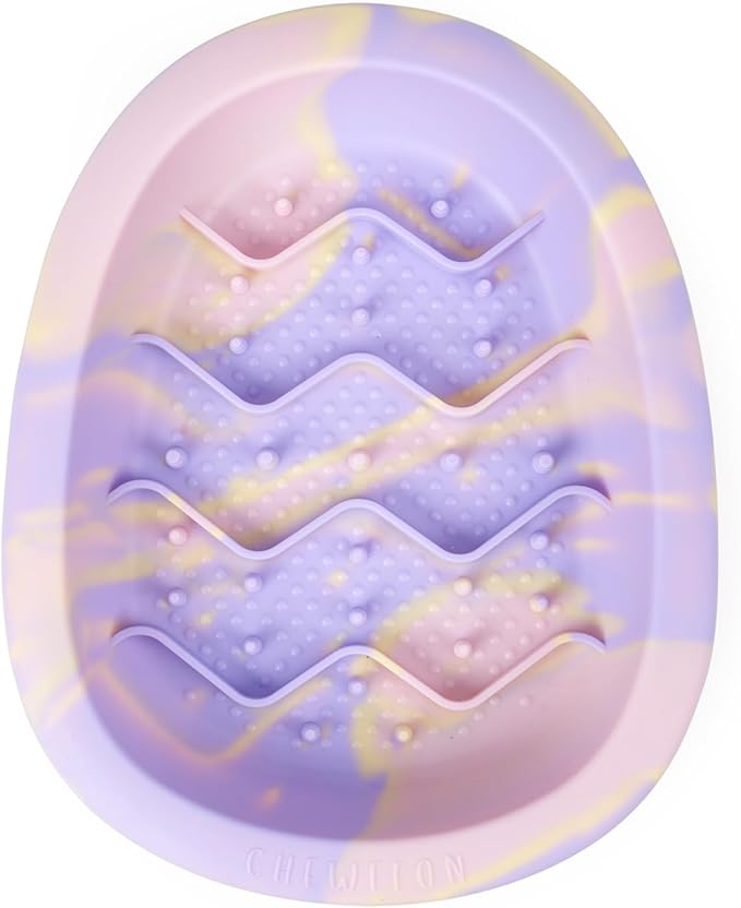 CHEWFFON Easter Dog & Cat Lick Mat Bowls, BPA-Free Silicone Slow Feeder Bowl with Suction Cups, Non Slip Pet Food Bowl Reduces Boredom and Anxiety, Dishwasher Safe, Lavender