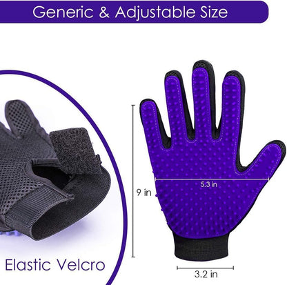 Pet Hair Removal Glove with 255 Silicone Tips for Dogs & Cats, Right Purple - Image 7