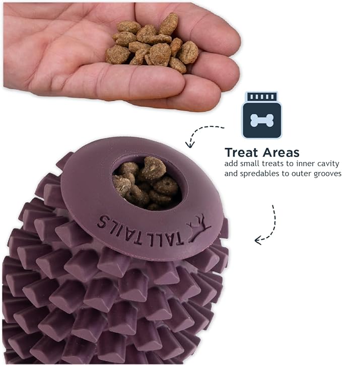 Tall Tails Pinecone Natural Rubber Reward Toy for Dogs - Use for Spreadables Treats and Kibble Play