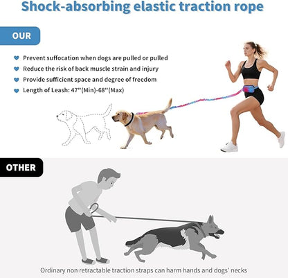 Hands Free Dog Leash for Medium Large Dogs,Hands Free Dog Leash with Zipper Pouch,Suitable for Running Jogging Walkin