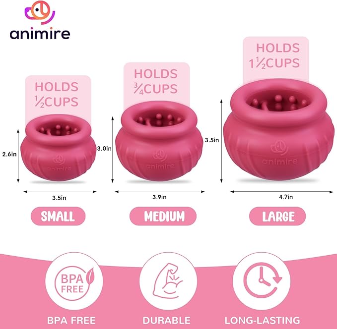 Wobbly Dog Enrichment Lick Toy, Stuffable Frozen Lick Bowl to Keep Dogs Busy, Long-Lasting Interactive Treat Dispensing Dog Toy, Silicone Fetch Catch Chew Toy(Rose,S)