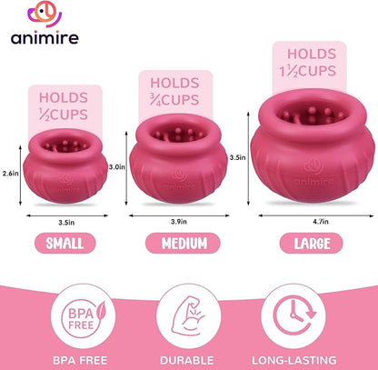 Wobbly Dog Enrichment Lick Toy, Stuffable Frozen Lick Bowl to Keep Dogs Busy, Long-Lasting Interactive Treat Dispensing Dog Toy, Silicone Fetch Catch Chew Toy(Rose,S)