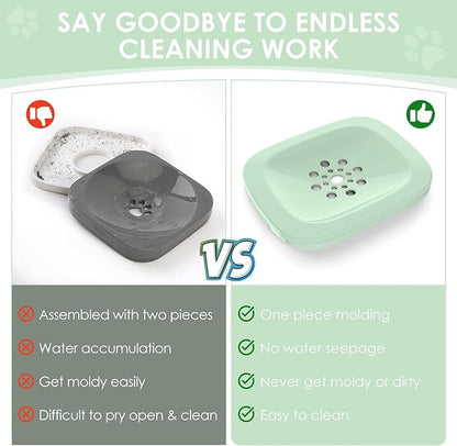 AONKEY 3L Dog Water Bowl No Spill, 101oz Large Spill Proof Dog Bowl Reduce Refill, Anti Splash No Mess Dispenser Dripless Slow Drinking Water Bowl for Sloppy Messy Drinkers (Sprout Green)