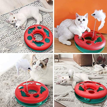 Pawzone Cat Toys, Cat Toys for Indoor Cats,Interactive Kitten Toys Roller Tracks with Catnip Spring Pet Toy with Exercise Balls Teaser Mouse (red) - Image 6