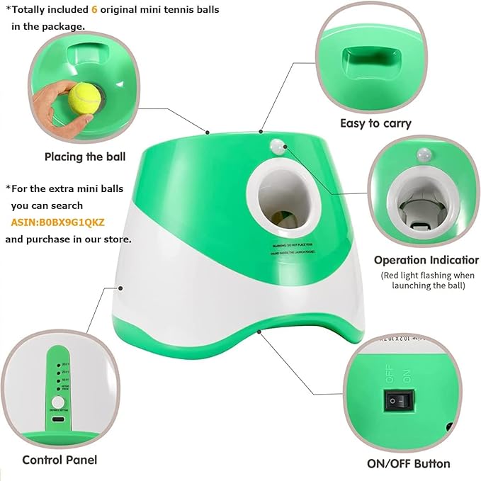 SOCO Automatic Ball Launcher for Dogs, USB Rechargeable with 3 Distances (10/20/30 ft), Safety LED Indicator, Include 15 Tennis Balls, Indoor/Outdoor Fetch Toy for Small/Medium Dogs