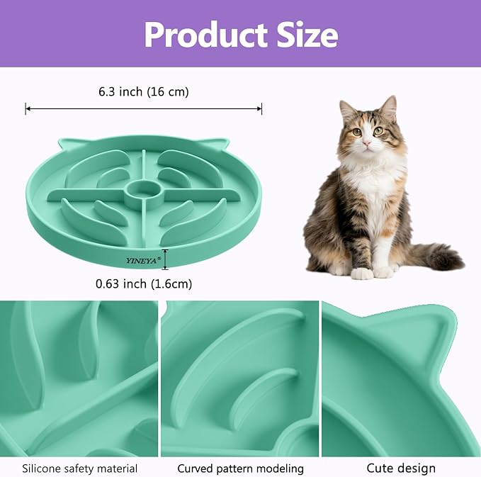 2 Pcs Silicone Slow Feeder Cat Bowl, Cat Slow Feeder for Food Training, Interactive Puzzle Bowls for Puppy, Kitten Dishes to Prevent Overeating, Treat Toys Suitable for Dry and Wet Food