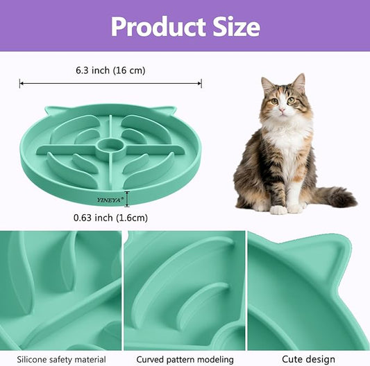 2 Pcs Silicone Slow Feeder Cat Bowl, Cat Slow Feeder for Food Training, Interactive Puzzle Bowls for Puppy, Kitten Dishes to Prevent Overeating, Treat Toys Suitable for Dry and Wet Food
