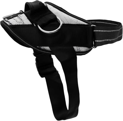 ShawnCo Essential Dog Harness, No-Pull Pet Vest with 3 Leash Clips, No Choke, Reflective, Adjustable and Padded, for Easy Walking and Training for Small, Medium and Large Dogs (White Marble, XL)